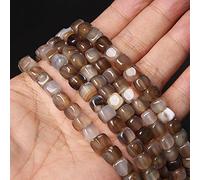 Piedra natural Forma cuadrada Agat Perlas sueltas Joyería Hacer DIY Pulsera Collar Charm Accesorios, NO.4 Marrón claro, 6-8mm