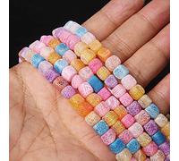 Piedra natural Forma cuadrada Agat Perlas sueltas Joyería Hacer DIY Pulsera Collar Charm Accesorios, NO.14 Mezclado, 6-8mm