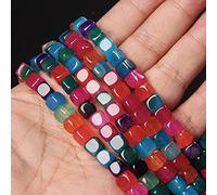 Piedra natural Forma cuadrada Agat Perlas sueltas Joyería Hacer DIY Pulsera Collar Charm Accesorios, NO.6 Color mixto, 6-8mm