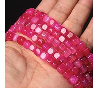 Piedra natural Forma cuadrada Agat Perlas sueltas Joyería Hacer DIY Pulsera Collar Charm Accesorios, NO.7 Rose, 6-8mm