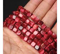 Piedra natural Forma cuadrada Agat Perlas sueltas Joyería Hacer DIY Pulsera Collar Charm Accesorios, NO.25 Rojo, 6-8mm