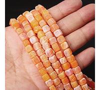 Piedra natural Forma cuadrada Agat Perlas sueltas Joyería Hacer DIY Pulsera Collar Charm Accesorios, NO.13 Naranja, 6-8mm