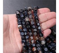 Piedra natural Forma cuadrada Agat Perlas sueltas Joyería Hacer DIY Pulsera Collar Charm Accesorios, NO.31 Negro, 6-8mm