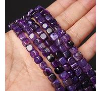 Piedra natural Forma cuadrada Agat Perlas sueltas Joyería Hacer DIY Pulsera Collar Charm Accesorios, NO.5 Púrpura, 6-8mm