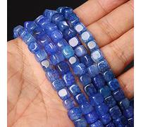 Piedra natural Forma cuadrada Agat Perlas sueltas Joyería Hacer DIY Pulsera Collar Charm Accesorios, NO.16 Azul, 6-8mm