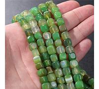 Piedra natural Forma cuadrada Agat Perlas sueltas Joyería Hacer DIY Pulsera Collar Charm Accesorios, NO.30 Verde, 6-8mm