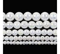 Piedra natural gema blanca agrietada encanto redondo cuentas sueltas para hacer joyas pulsera pendientes costura 4-12 mm H7112 liso 8 mm sobre 48 piezas