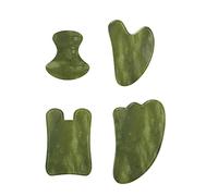 Piedra Natural Jade Mascarilla Para Ojos Masaje Facial Rodillo Guasha Board Mascarilla Para Ojos Gouache Raspador Masajeador Facial Rodillo De Jade,Juego De 4 Piezas Guasha.