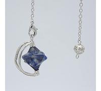 Piedra natural Merkabah Cadena Péndulos Divinación Dominación Satisfacción Curación WICCA Joyería Mujeres Hombres Lapis Pink Crystal Star Beads Colgante-Sodalito