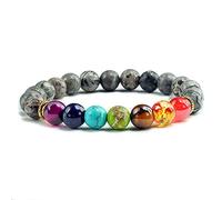 Piedra Natural Ojo de Tigre de Piedra 7 Pulseras de Chakra y brazaletes Balance de Yoga Beads Oración Pulsera elástica Hombres