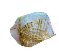 Piedra Natural oro cuarzo rutilado pelo cristal punto poliédrico Hexagonal varita decoración del hogar regalo Inicio Colecciones (Color : 46g)