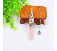 Piedra natural prisma hexagonal pirámide radiestesia péndulo cristal de cuarzo péndulo colgante péndulos-cuarzo rosa