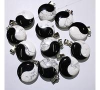 Piedra natural retro negro y blanco Tai Chi Yin Yang Chismes colgante hombres y mujeres encanto para la fabricación de joyas de bricolaje, NO.1