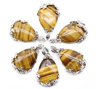 Piedra natural rosa cuarzo gota de agua perlas colgantes de aleación DIY para collar hecho a mano, ON3