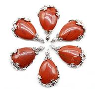 Piedra natural rosa cuarzo gota de agua perlas colgantes de aleación DIY para collar hecho a mano, ON2