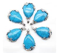 Piedra natural rosa cuarzo gota de agua perlas colgantes de aleación DIY para collar hecho a mano, ON9