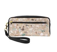 Piedra Natural Terrazo, Bolsa de Maquillaje Bolsa de cosméticos Bolsa de Aseo de Viaje portátil Estuche de Cuero para Mujeres y niñas