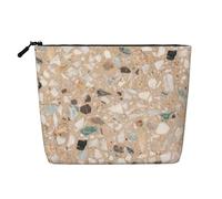Piedra Natural terrazo,Neceser de Maquillaje de imitación Lino, Neceser de Viaje portátil