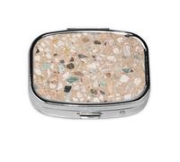 Piedra Natural Terrazo, Pastillero cuadrado para bolsillo o monedero, pequeño contenedor de pastillas, organizador de pastillas de viaje