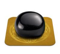 Piedra obsidiana negra natural pulida 2-3 cm de calidad premium | Anclaje, introspección y protección | Flor de la vida incluida | Guía práctica y meditación offertss | Regalo Zen Bienestar | 1 unidad