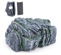 Piedra Ocultar un Llave de Repuesto, Caja de Almacenamiento Piedra de Imitación con Compartimento Secreto para Geocaching, Adornos Jardin, Caja Fuerte Camufladas (Gris Oscuro)