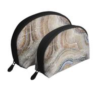 Piedra Ónix Estampado Azul Pálido, Bolsa de Maquillaje de Concha, Monedero pequeño para Mujer, Bolsa de artículos de tocador, Bolsa de cosméticos, 2 Piezas
