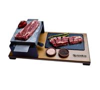 Piedra para asar carne de 15x20 con quemador y plato de pizarra Modelo deluxe