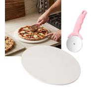 Piedra Para Hornear De Cordierita Con Cortador De Pizza Piedra Refractaria Antiadherente Para Horno Y Parrilla, Piedra De Pan Para Panadero Casero Retención De Calor Superficie(10 * 0.4in)