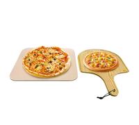 Piedra para hornear pizza, pan cuadrado y para pizza 38x30x1,1cm con pala de madera, de cordierita resistente al calor para horno y grill, ideal para hornear pizzas, pasteles de pan