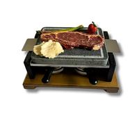 Piedra Piedrasar Volcánica para Carne de 20x25x3 cm con Surco Antigoteo para Asar carne apta Para Horno-Parrillas-Fuego Directo
