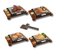 Piedra pra carne Pack 4 unidades 20x20 bicolor 3s-Piedra Volcánica para Asar- Apta para horno-Parrilla-Fuego directo-Vitro