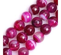 Piedra preciosa de ágata de ónix rosa oscuro natural semipreciosa redonda de 12 mm para hacer joyas, pulseras, collares y manualidades de 15 pulgadas
