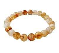 Piedra preciosa de citrino natural de 8 mm | forma redonda, piedra de corte liso | piedra de color amarillo | pulsera elástica Dhan Yog | pulsera del éxito | joyería hecha a mano | LK_WOSB_00661_7.5