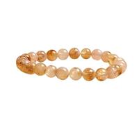 Piedra preciosa de citrino natural de 8 mm | forma redonda, piedra de corte liso | piedra de color naranja | pulsera elástica Dhan Yog | pulsera del éxito | joyería hecha a mano | LK_WOSB_00001_7