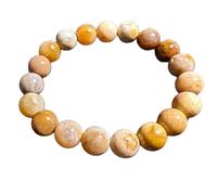 Piedra preciosa de jade coral natural de 8 mm | forma redonda, piedra de corte liso | piedra multicolor | pulsera elástica energética | pulsera curativa | joyería hecha a mano | LK_WOSB_00161_7.5