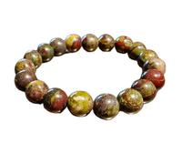 Piedra preciosa de jaspe sangre de dragón natural de 8 mm | Forma redonda, corte liso | 18 cm | Gema multicolor | Pulsera elástica energética | Pulsera curativa | Joyería artesanal | LSB_00215