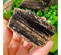 Piedra preciosa de turmalina negra natural con combinaciones de mica dorada y muestras de piedras que se pueden usar for (Tamaño : 100-150g) decoración de la habitación (Size : 300-400g)