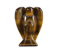 Piedra preciosa en forma de ángel guardián, de QGEM. ángel guardián de bolsillo. Terapia Reiki. 3,8 cm, piedra, Tiger's eye, 1,5 pulgadas