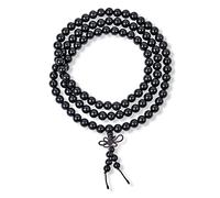 Piedra Preciosa Natural Negro Ónix Budista Mala Oración Abalorios Larga Natural Hilos De Cuentas Para La Meditación Oración Yoga Rosario Collar Apilamiento Envoltura Estiramiento Pulsera