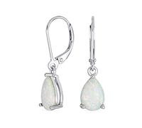 Piedra Preciosa Simple Blanco Creado Ópalo Solitario Pera En Forma De Lágrima Colgante Palanca De Vuelta Pendientes Para Las Mujeres Adolescente .925 Plata Esterlina
