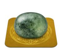 Piedra prehnita pulida de 2-3 cm de calidad premium | Calma, intuición, dejar ir | Flor de la vida incluida | Guía práctica y meditación | Regalo de bienestar zen | 1 pieza