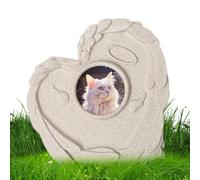 Piedra sepulcral para Animales domésticos, lápida Conmemorativa para Perros con Forma de corazón con Marco de Fotos - Marcador de Sitio de corazón con portafotos para Cementerio, Recuerdo