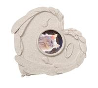 Piedra sepulcral para mascotas | Lápida conmemorativa para perros en forma de corazón con marco de fotos | Corazón signo lugar cementerio con marco foto, recuerdo conmemorativo jardín exterior
