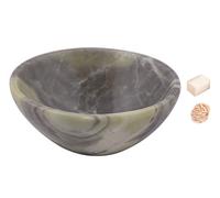 Piedra serpentina tallada hecha a mano Cuenco Feng Shui Generador de energía espiritual Reiki Regalo Healing Cristal cargado 3 pulgadas con rosa Desierto Selenita/Selenita Cube-Blessfull Healing