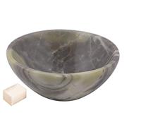 Piedra serpentina tallada hecha a mano Feng Shui Bowl Generador de energía espiritual Reiki Regalo Healing Cristal cargado 3 pulgadas Aproximadamente con Selenita Cube-Blessfull Healing