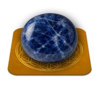 Piedra Sodalita Natural Pulida 2-3 cm Calidad Premium | Calma, Comunicación Clara y Espíritu Lógico | Flor de la Vida Incluida | Guía Práctica & Meditación Ofertss | Regalo Zen Bienestar | 1 unidad