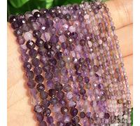 Piedra solar facetada natural Labradorita Jaspers Ágatas Lapislázuli Cuentas de piedra de ópalo para hacer joyas de bricolaje Pulsera 15''-Amatista, 3 mm (aproximadamente 110 piezas)