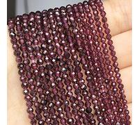 Piedra solar facetada natural Labradorita Jaspers Ágatas Lapislázuli Cuentas de piedra de ópalo para hacer joyas de bricolaje Pulsera 15''-granate, 3 mm (aproximadamente 110 piezas)