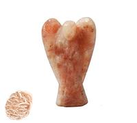 Piedra solar natural Reiki tallada Piedra preciosa espiritual Ángel de bolsillo Estatua de curación Ángel con rosa Desierto Selenita Terapia de cristal "2 pulgadas aprox. - Blessfull Healing