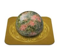 Piedra Unakite Bienestar Pulida 2-3 cm Calidad Premium | Equilibrio Emocional, Anclaje, Apertura del Corazón | Flor de la Vida Incluida | Guía Práctica & Meditación Ofrecidos | Regalo Zen Espiritual |